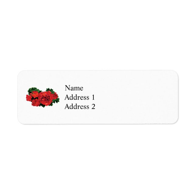 Several Red Geraniums Return Address Label (Front)