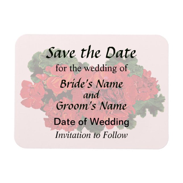 Several Red Geraniums Save the Date Magnet (Horizontal)