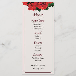 Several Red Geraniums Wedding Menu