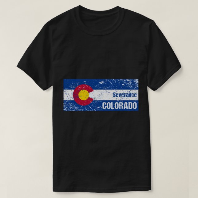 Severance Colorado Distressed State Flag   T-Shirt (Design Front)