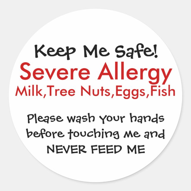 Severe Allergy Classic Round Sticker (Front)
