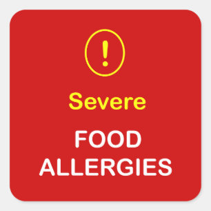 Severe Food Allergies. Square Sticker