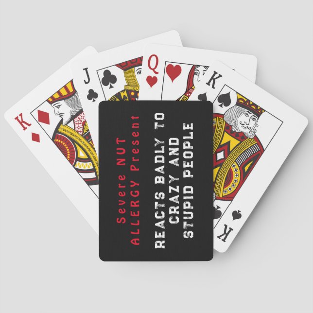 Severe Nut Allergy Present - Reacts Badly Playing Cards (Back)