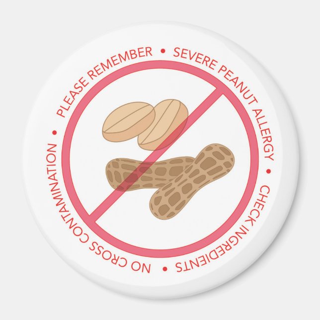 Severe Peanut Allergy Reminder Magnet (Front)