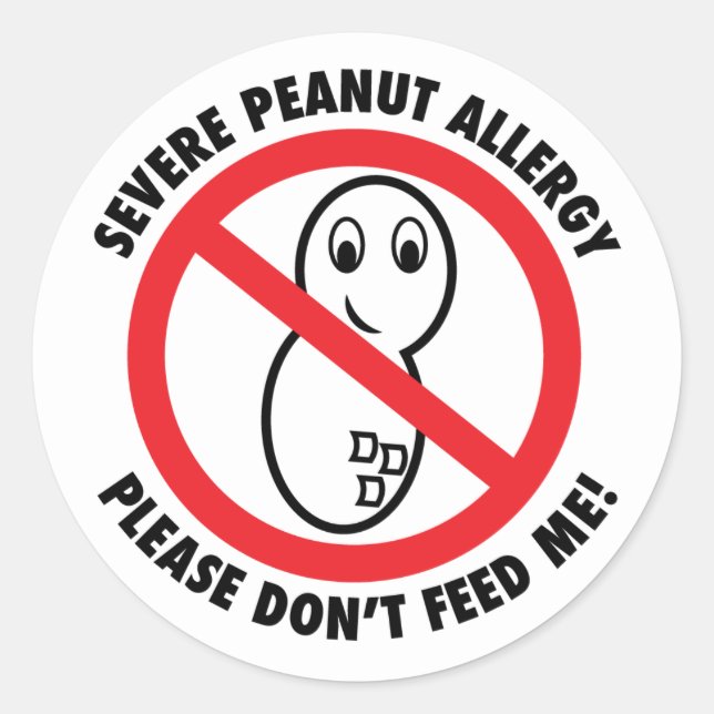 Severe Peanut Allergy Sticker (set of 6) (Front)
