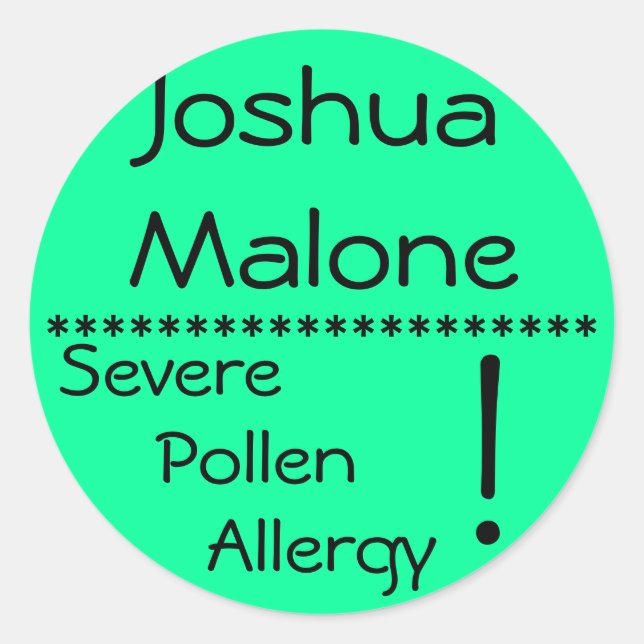 Severe Pollen Allergy Label** Classic Round Sticker (Front)