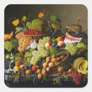 Severin Roesen Abundant Fruit Still Life Art Square Sticker