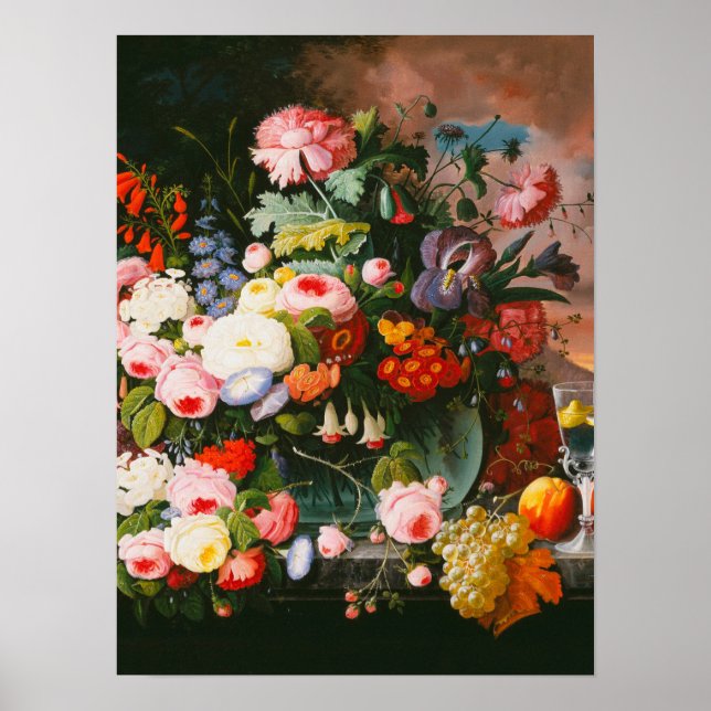 Severin Roesen - Still Life Of Flowers And Fruit Poster (Front)