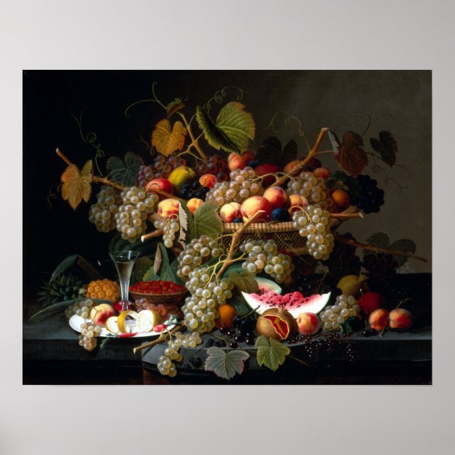 Severin Roesen Still Life with Fruit Poster (Front)