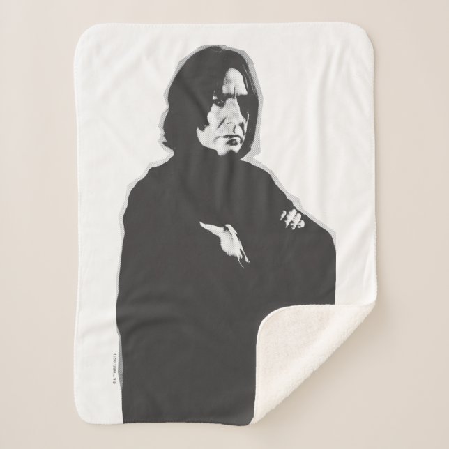 Severus Snape Arms Crossed B-W Sherpa Blanket (Front)