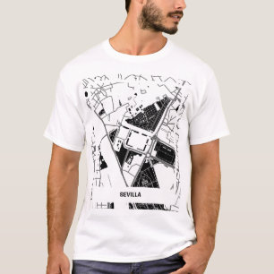 Sevilla - Blanco-Negro minimalist map T-shirt