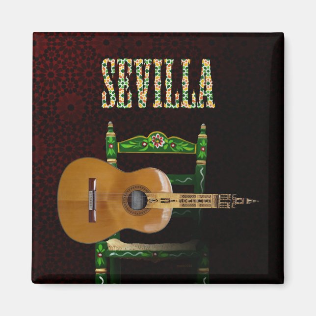 SEVILLA. Flemish Guitar with Giralda of Seville. Magnet (Front)
