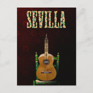 SEVILLA. Guitarra flamenca con Giralda de Sevilla. Postcard