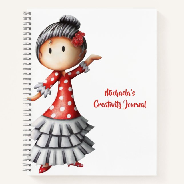 Sevillana Dancer Personalised Sketchbook Notebook (Front)