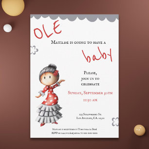 Sevillana Flamenco Dancer Spanish Baby Shower Invitation