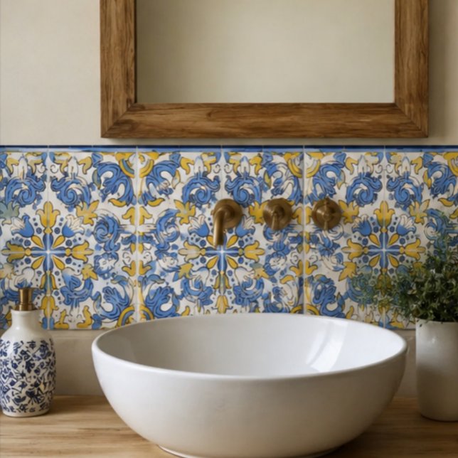 Seville Baroque Blue Golden Scrollwork Mediterrane Ceramic Tile (Creator Uploaded)