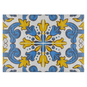 Seville Baroque Blue Golden Scrollwork Mediterrane Cutting Board