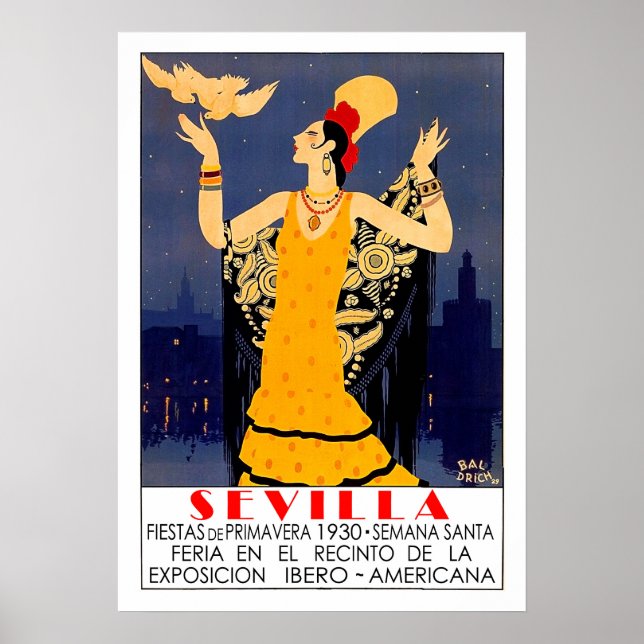 Seville, city, Spain, vintage promotional tourism Poster (Front)