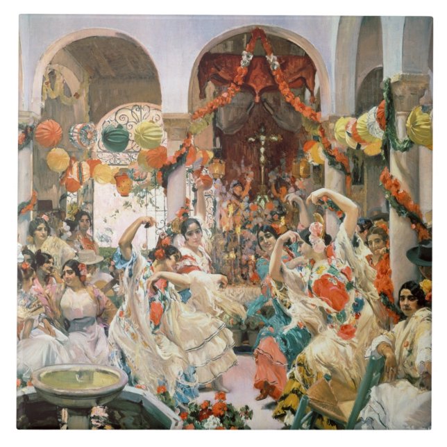 Seville (oil on canvas) ceramic tile (Front)