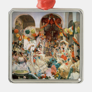 Seville (oil on canvas) metal tree decoration