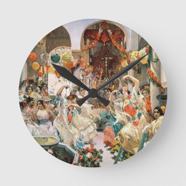 Seville (oil on canvas) round clock (Front)