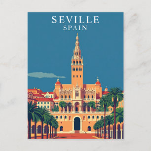 Seville, Spain Andalusia Retro Travel Art Postcard