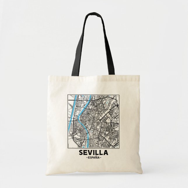 Seville, Spain, City Map Tote Bag (Front)