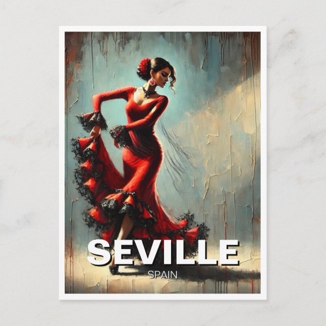 Seville Spain Flamenco Dancer in Red Postcard (Front)
