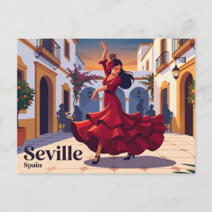 Seville Spain Flamenco Dancer in Red Spain Postcard