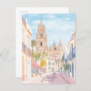 Seville Spain Gouache Paint Illustration Travel Postcard