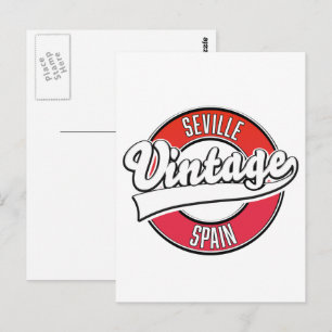 Seville spain retro style logo postcard