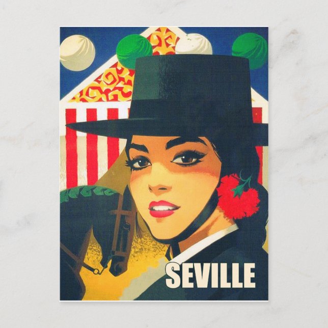 Seville, Spain, spanish girl with black hat Postcard (Front)