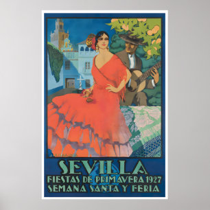 Seville Spain Travel Poster Spanish Gift Festival