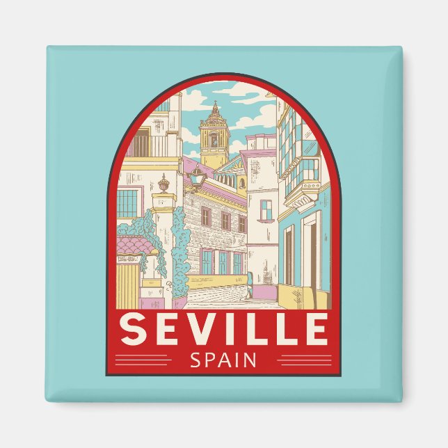Seville Spain Travel Retro Emblem Magnet (Front)