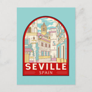 Seville Spain Travel Retro Emblem Postcard