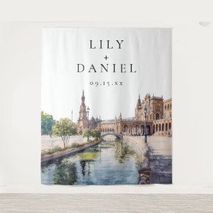 Seville Spain Wedding Photo Backdrop Tapestry