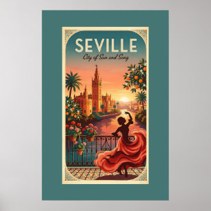 Seville Sunset Flamenco Poster