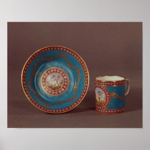 Sevres bleu celeste coffee cup and saucer, c.1780 poster