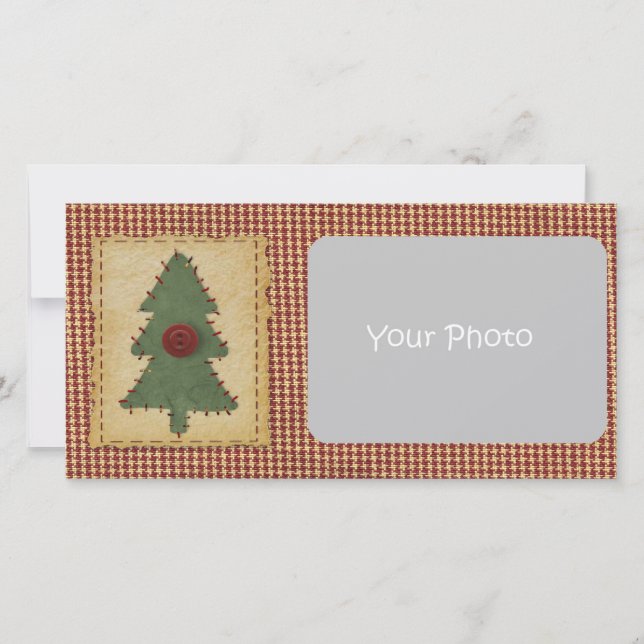Sew Christmas Tree Custom Christmas Photo Card (Front)