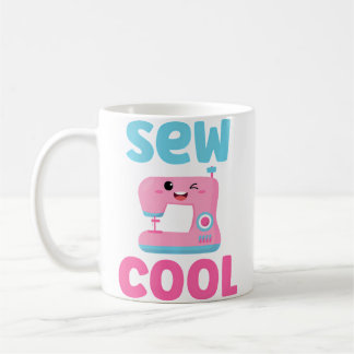 Sew Cool Cute Kawaii Sewing Machine Funny Pun Quil Coffee Mug