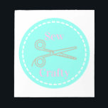 Sew Crafty Pastel Pink Grey Aqua Notepad<br><div class="desc">A happy design for those who love making,  crafting and creating!</div>