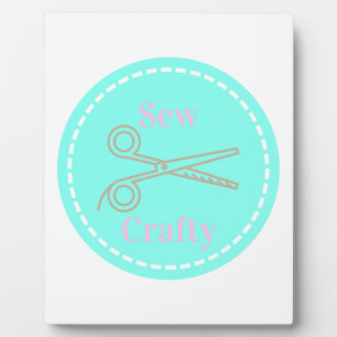 Sew Crafty Pastel Pink Grey Aqua Plaque