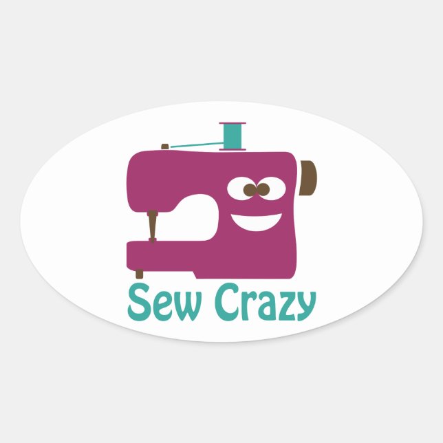 Sew Crazy Oval Sticker (Front)