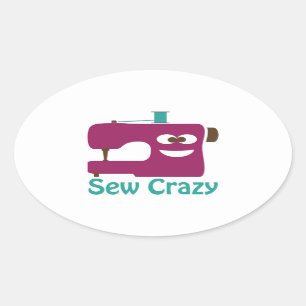 Sew Crazy Oval Sticker