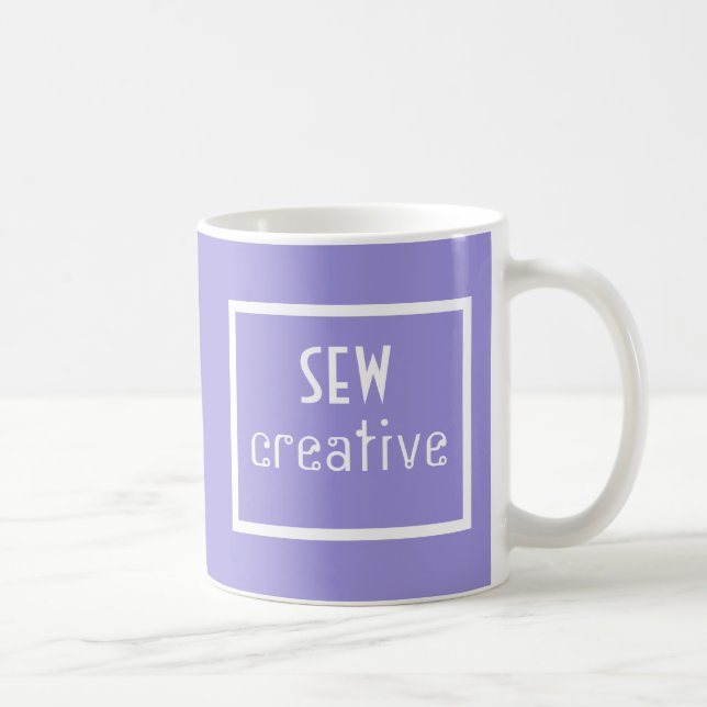 Sew Creative Sewing Words Purple Coffee Mug (Right)