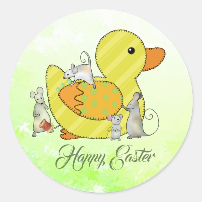 sew duck classic round sticker (Front)