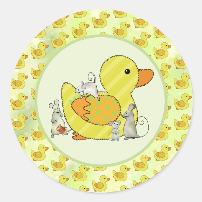sew duck classic round sticker (Front)