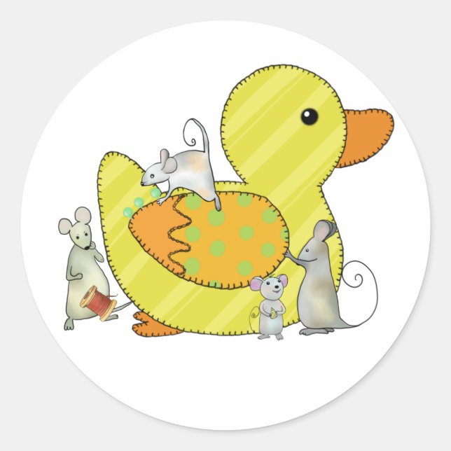 sew duck classic round sticker (Front)