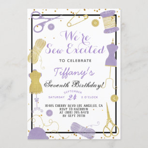 Sew Excited Sewing Birthday Invitation