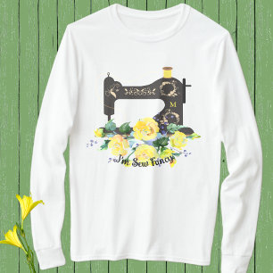 Sew Fancy Yellow Floral Vintage Sewing Machine T-Shirt